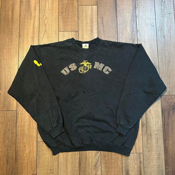 Vintage United States marine corps usmc marines‎ military black crewneck XL - Picture 1 of 6